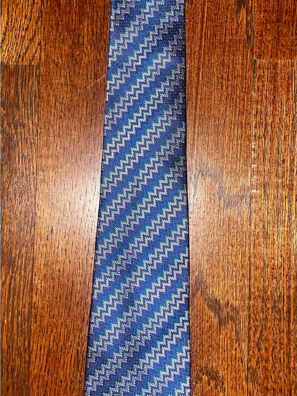 Missoni Blue Zigzag Silk-Effect Tie